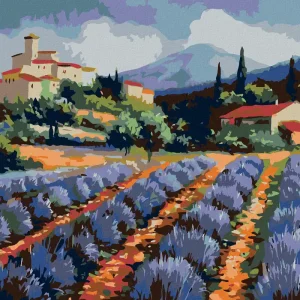 Billig Diamond painting - BAUWERK UND LAVENDELFELD