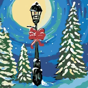 Neu Diamond painting - VERSCHNEITE LAMPE IN BÄUMEN