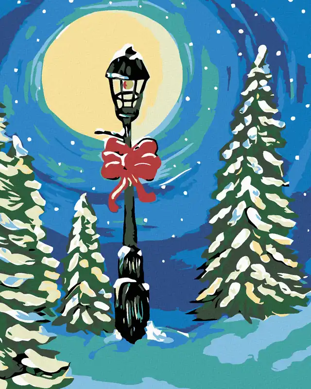 Neu Diamond painting – VERSCHNEITE LAMPE IN BÄUMEN