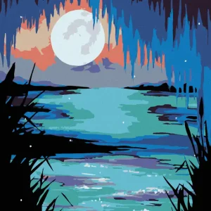 Heißes Angebot Diamond painting - MOND ÜBER DEM SEE