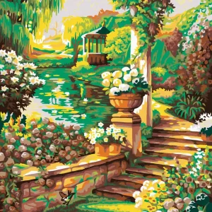 Heute Kaufen Diamond painting - WUNDERSCHÖNES BLUMENGÄRTCHEN MIT LAUBE