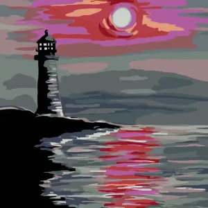 Diamond painting - LEUCHTTURM BEIM SONNENUNTERGANG Nur Für Kurze Zeit