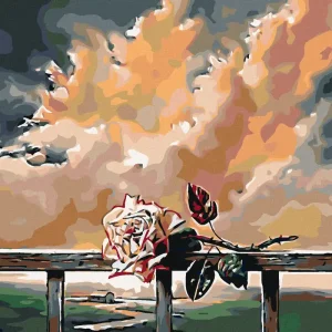 Kracherpreis Diamond painting - AUFGELEGTE ROSE AM GELÄNDER