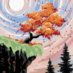 Markenprodukt Diamond painting - BAUM AM FUß DES FELSENS