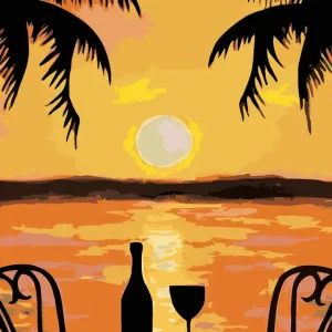 Gratis Versand Diamond painting - ROMANTIK UNTER DEN PALMEN