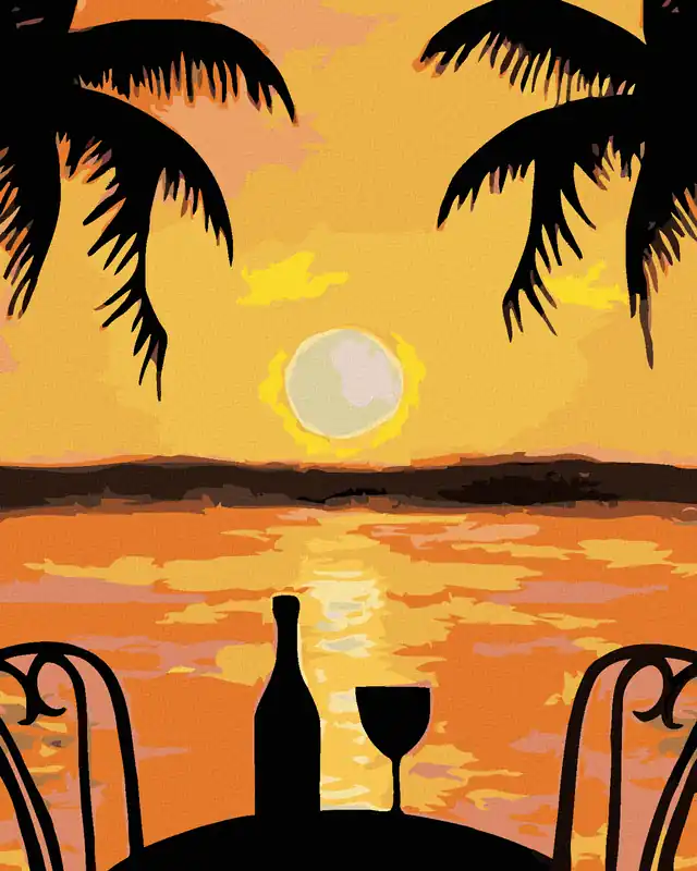 Gratis Versand Diamond painting – ROMANTIK UNTER DEN PALMEN