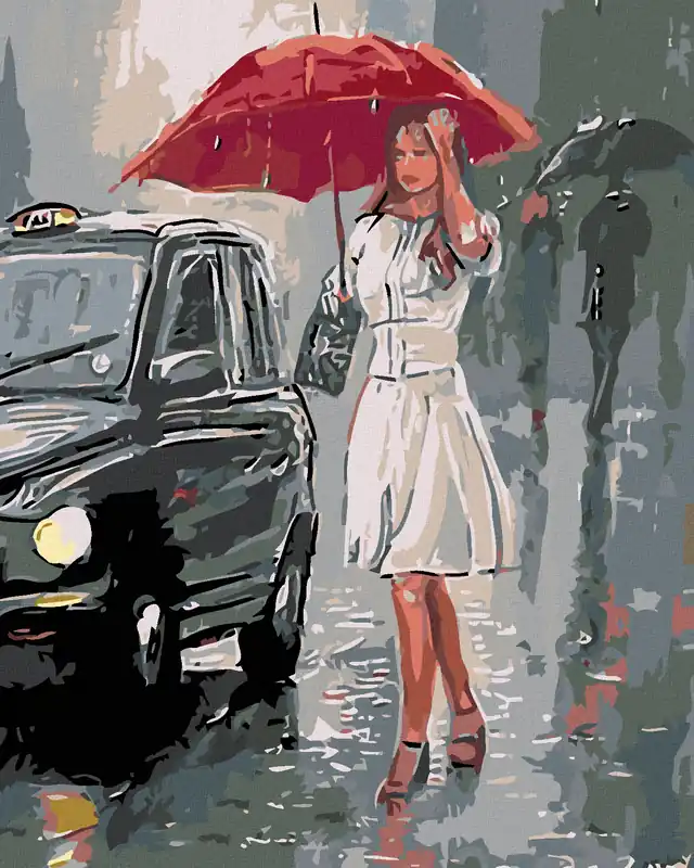 Saisonangebot Diamond painting – FRAU AM AUTO IM REGEN