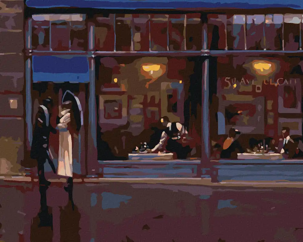 Diamond painting – NACHTS VOR DEM RESTAURANT Beliebt