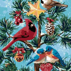 Diamond painting - VÖGEL UND WEIHNACHTSBAUM Ab Werk