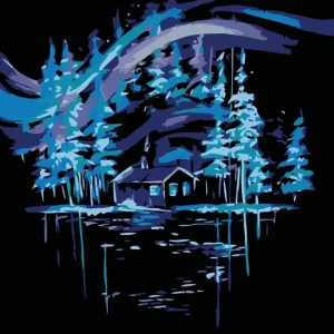 Neue Kollektion Diamond painting - POLARLICHT ÜBER DEM HÄUSCHEN