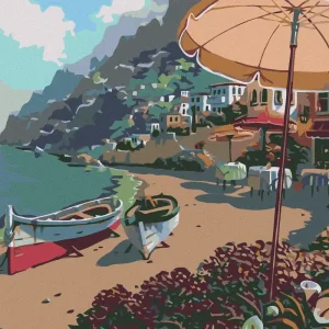 Billig Diamond painting - FLACHBOOT AM STRAND