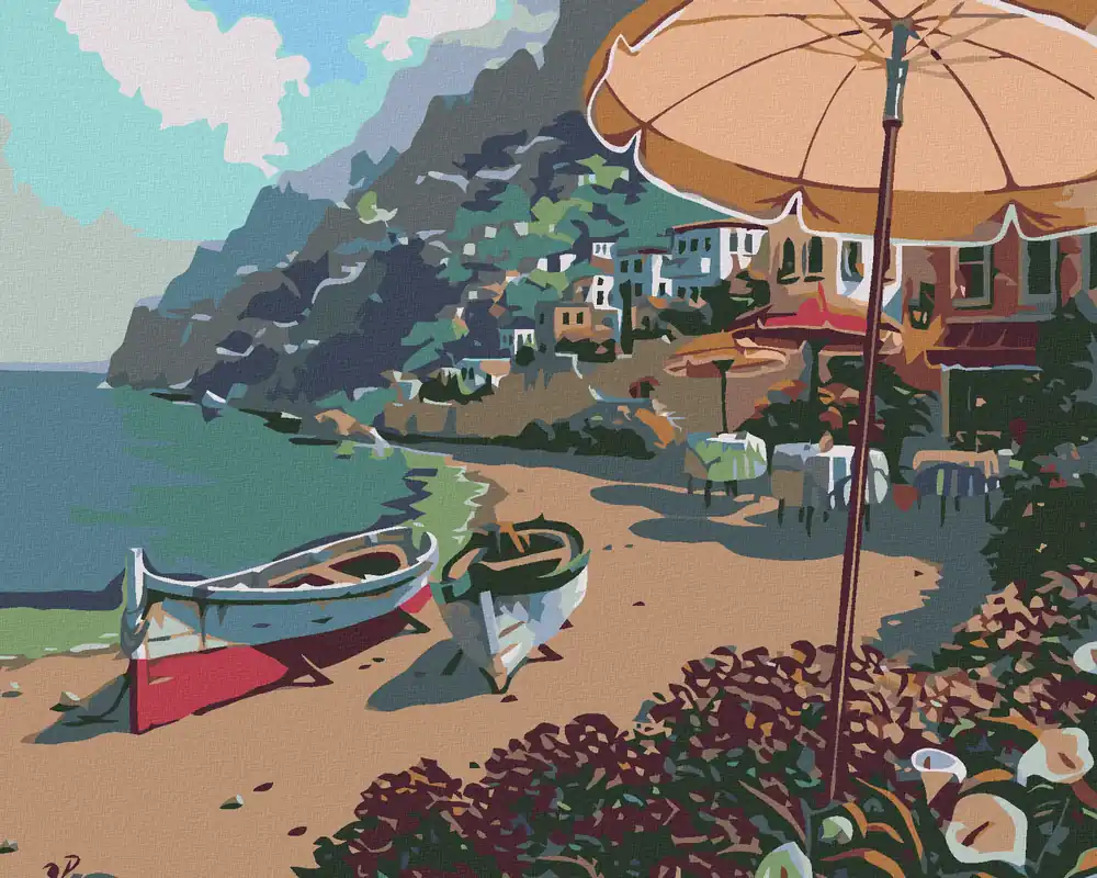 Billig Diamond painting – FLACHBOOT AM STRAND