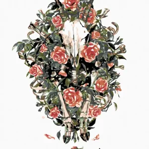 Diamond painting - ZIEGENSCHÄDEL IN BLUMEN Beliebt