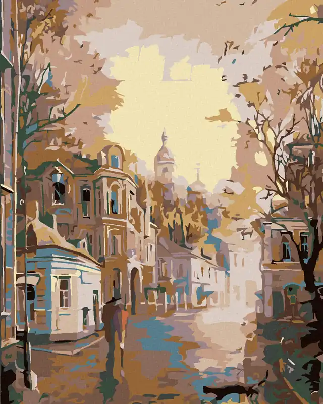 Diamond painting – RUHIGES STÄDTCHEN AM MORGEN Preisreduziert