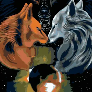 Diamond painting - DREI WÖLFE Premium