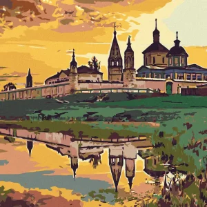 Diamond painting - SCHLÖßCHEN AM WASSER BEIM SONNENUNTERGANG Top-Seller