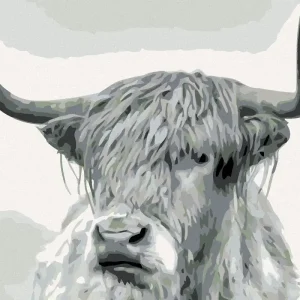 Gratis Versand Diamond painting - SCHWARZWEIßER BÜFFEL DIREKTER BLICK