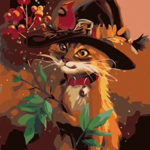 Jetzt Bestellen Diamond painting - KÄTERCHEN MIT HUT UND VOGELBEEREN