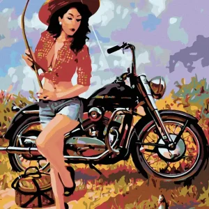 Diamond painting - FISCHERSFRAU MIT MOTORRAD Ab Werk