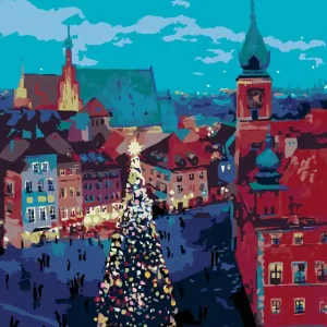 Diamond painting - WEIHNACHTSBAUM VOR DEM SCHLOSS IN WARSCHAU Direkt Vom Hersteller