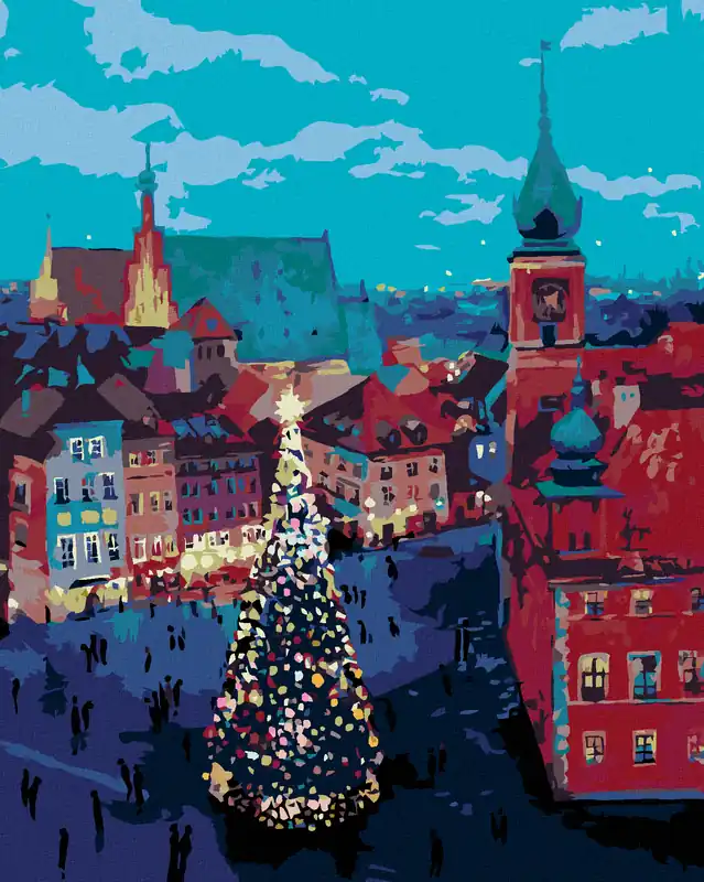 Diamond painting – WEIHNACHTSBAUM VOR DEM SCHLOSS IN WARSCHAU Direkt Vom Hersteller