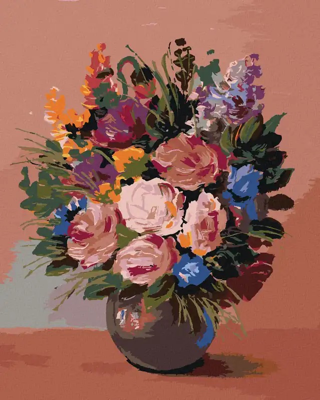 Diamond painting – BLUMENSTRAUSS AUF ORANGEFARBENEM HINTERGRUND Heißes Angebot