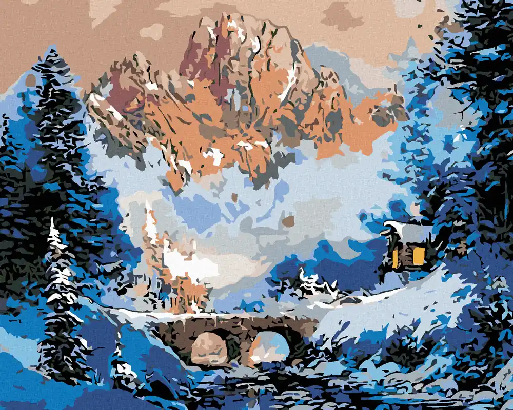 Diamond painting – HÜTTE AN DER BRÜCKE IM WINTER Günstig