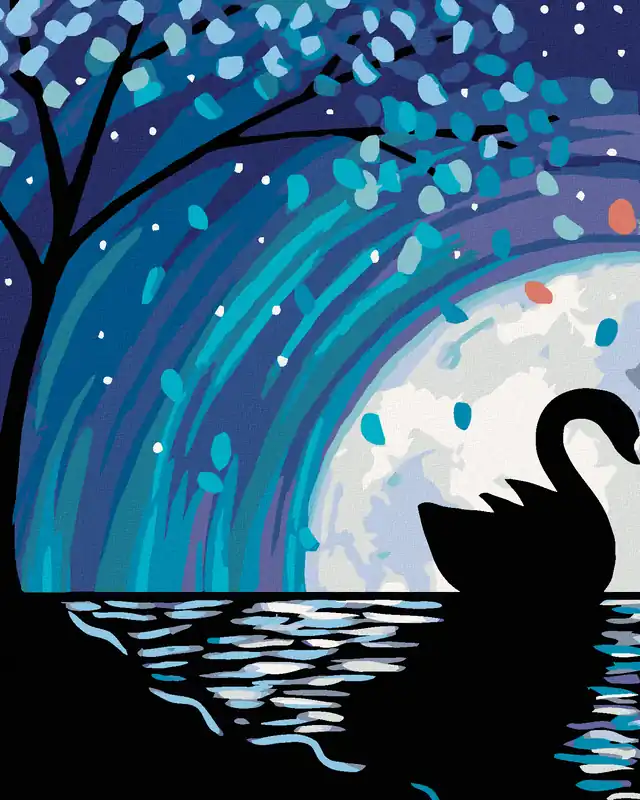 Diamond painting – SCHWAN BEIM VOLLMOND II Highlight
