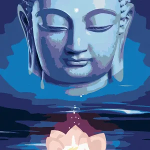 Diamond painting - BLAUER BUDDHA MIT LOTUS Preisknaller