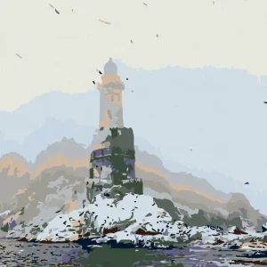 Abverkauf Diamond painting - LEUCHTTURM IM NEBEL