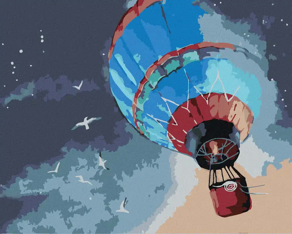 Echt Diamond painting – HEISSLUFTBALLON AM NACHTHIMMEL