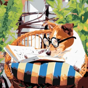 Diamond painting - HUND MIT BUCH Markenware