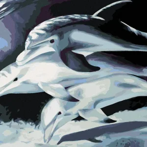Exklusiv Diamond painting - DREI DELPHINE - DREI DELPHINE