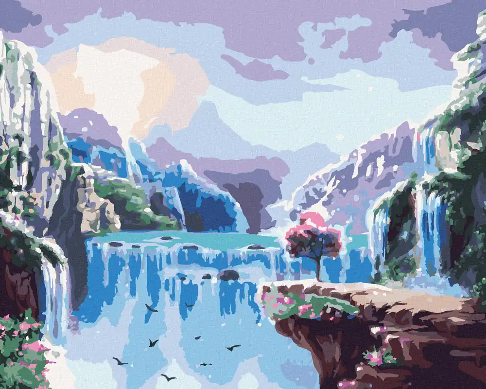 Schnäppchen Diamond painting – MÄRCHENHAFTE LANDSCHAFT MIT WASSERFÄLLEN