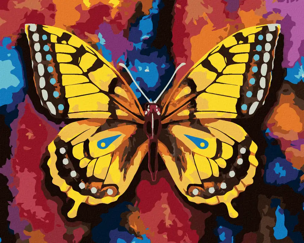 Neue Ware Diamond painting – SCHMETTERLING AUF BUNTEM HINTERGRUND