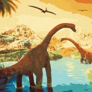 Diamond painting - SCHÖNE LANDSCHAFT MIT DINOSAURIERN Expressversand