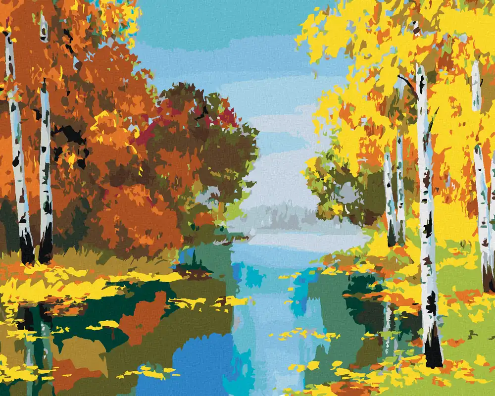 Abverkauf Diamond painting – WALD MIT BIRKEN AM FLUSS