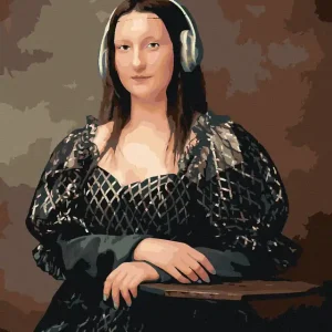 Preis Gesenkt Diamond painting - MONA LISA MIT KOPFHÖRER