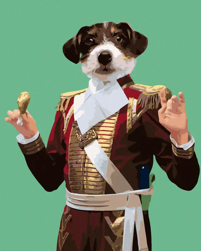 Markenware Diamond painting – KÖNIGLICHER HUND UND HÜHNERKEULE