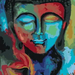Handgefertigt Diamond painting - BUNTER BUDDHA UND BLUMEN