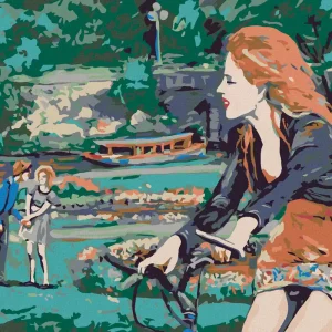 Diamond painting - FRAU AUF FAHRRAD IM PARK Neuheit