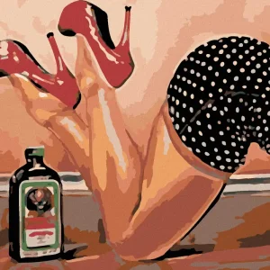 Diamond painting - VERFÜHRERISCHE BEINE UND JÄGERMEISTER Kostenloser Versand