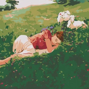 Diamond painting - SCHLAFENDE FRAU IM GRAS UND ZICKLEIN Schneller Versand
