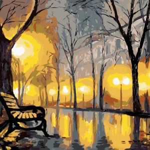 Preisreduziert Diamond painting - HERBSTPARK UND EINE BANK