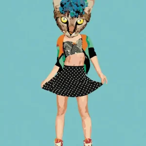 Diamond painting - KATZE IN KLEIDUNG UND BLUMEN Weltweiter Versand