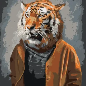 Neu Im Sortiment Diamond painting - TIGER IN KLEIDUNG