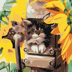 Diamond painting - KÄTZCHEN IM KÄSTCHEN UND SONNENBLUME Jetzt Kaufen