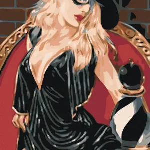 Markenware Diamond painting - SCHACHSPIELERIN IN SCHWARZ