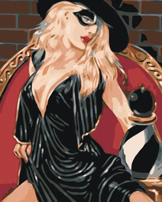 Markenware Diamond painting – SCHACHSPIELERIN IN SCHWARZ