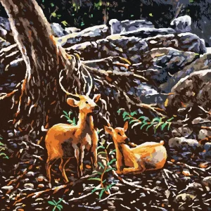 Diamond painting - ZWEI HIRSCHE IM WALD Sonderangebot